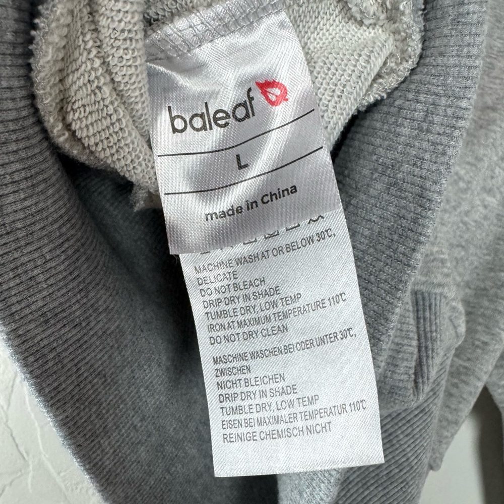 Baleaf Sweatshirt Pullover Sweater Jacket Hoodie Heather Grey Light Terry‎ Knit - Picture 8 of 8